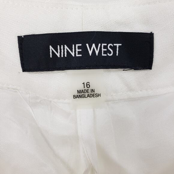 Nine West Neo Classic Pant 16 Straight Wide Leg Linen Blend High Rise White NWT - Picture 5 of 11